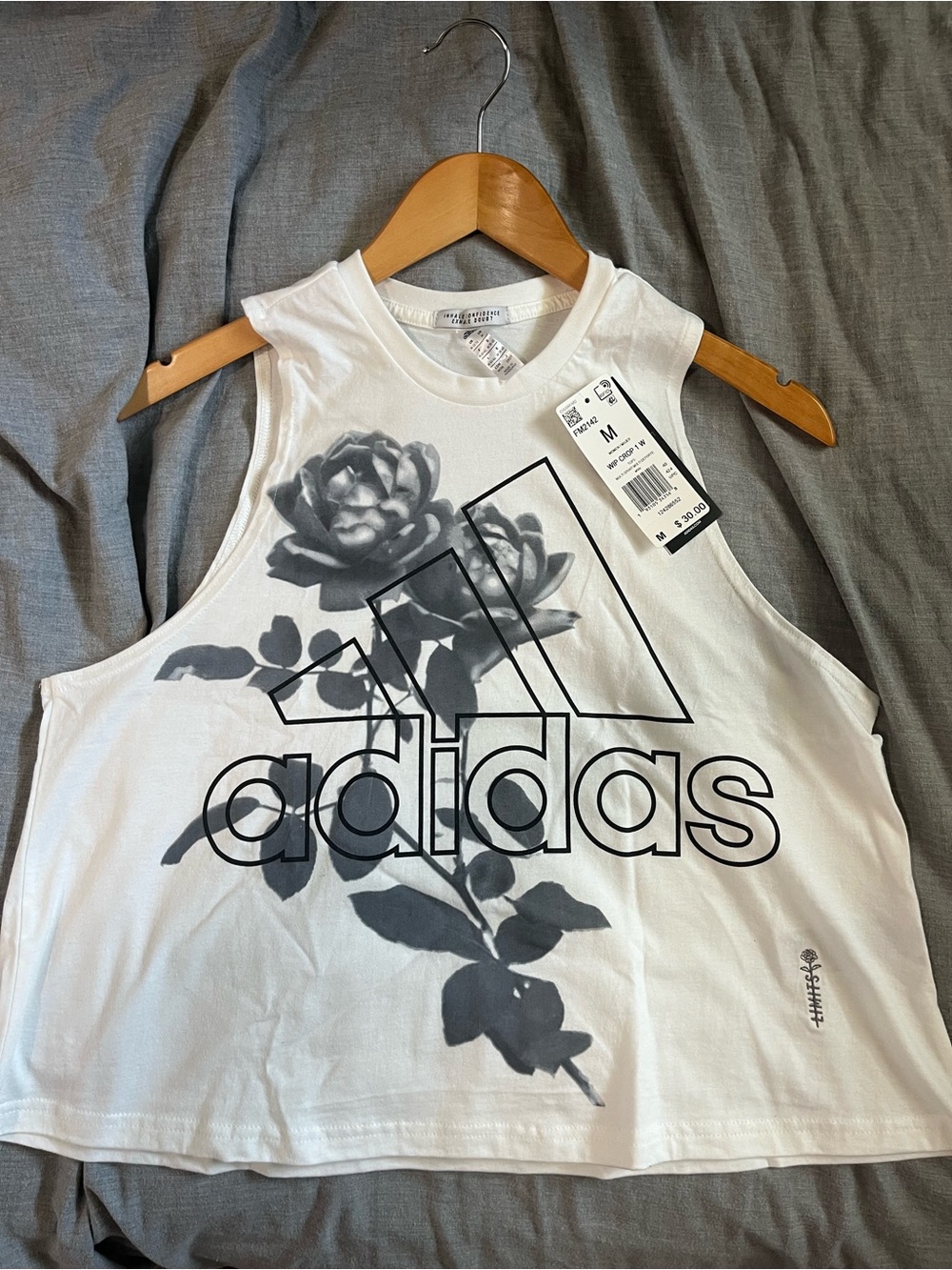 Adidas Women’s White Floral Logo Tank Top